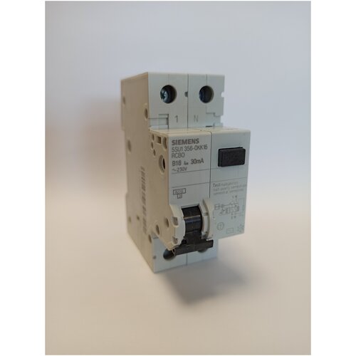 Дифференциальный автомат Siemens тип AC IFN 30MA, 6KA, 1+N-полюс тип B 16A (5SU1356-0KK16)