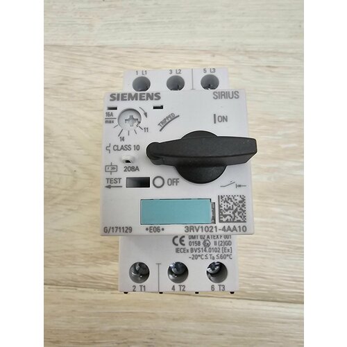 3RV1021-4AA10 Автоматические выключатели 16А, 11-16 Ампер, Siemens