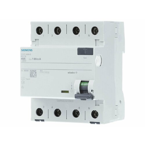 Автоматический выключатель остаточного тока 4-р 40 / 0,1А 5SV3444-6 – Siemens – 4001869427812