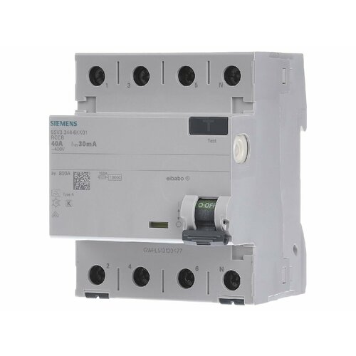 Автоматический выключатель остаточного тока 4-р 40 / 0,03А 5SV3344-6KK01 – Siemens – 4001869430881