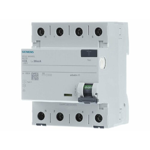 Автоматический выключатель остаточного тока 4-полюсный 63 / 0,03А 5SV3346-6KL – Siemens – 4001869430133