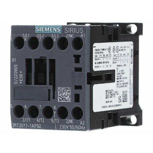 Магнитный контактор 12A 230V AC 0VDC 3RT2017-1AP02 – Siemens – 4011209784994