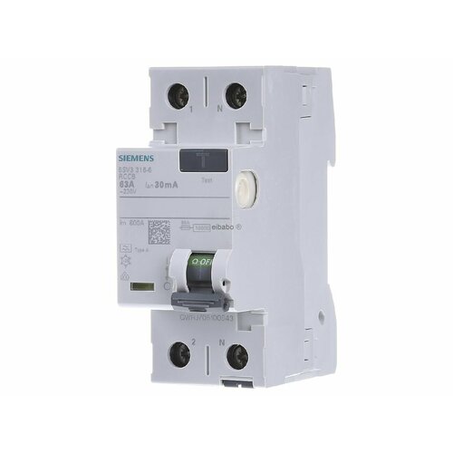 Автоматический выключатель остаточного тока 2-полюсный 63 / 0,03А 5SV3316-6 – Siemens – 4001869429656