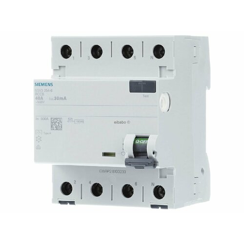 Автоматический выключатель остаточного тока 4-р 40 / 0,03А 5SV3354-6 – Siemens – 4001869430461