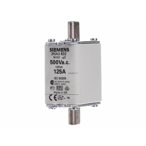 Предохранитель низкого напряжения HRC NH00 125A 3NA3832 – Siemens – 4001869057255