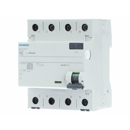 Автоматический выключатель остаточного тока 4-р 40 / 0,03А 5SV3344-3 – Siemens – 4001869484464