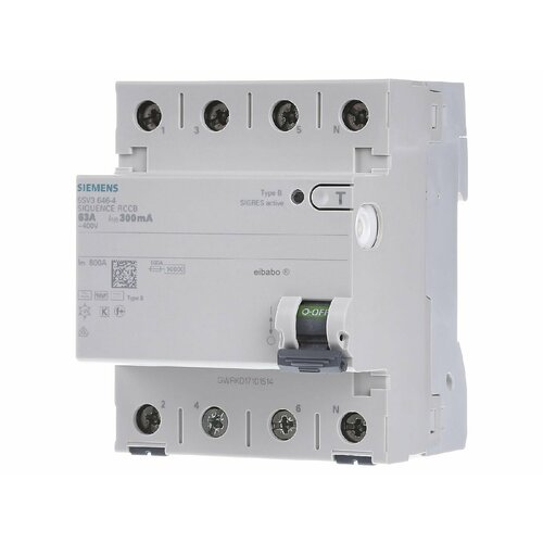 Автоматический выключатель FI тип B, 300мА, 63А 5SV3646-4 – Siemens – 4001869549088